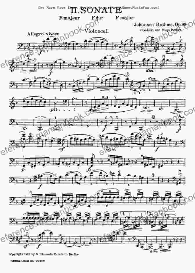 A Photograph Of The Musical Score For The Third Sonata For Cello And Piano By Johannes Brahms Third Sonata For Cello Piano