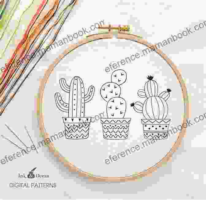 Prickly Pear Cactus Embroidery Pattern Botanical Line Drawing: 200 Step By Step Flowers Leaves Cacti Succulents And Other Items Found In Nature